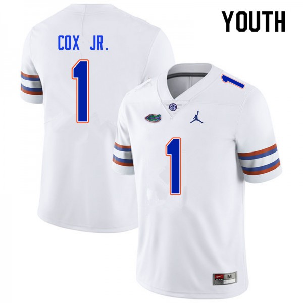 Youth #1 Brenton Cox Jr. Florida Gators College Football Jersey White